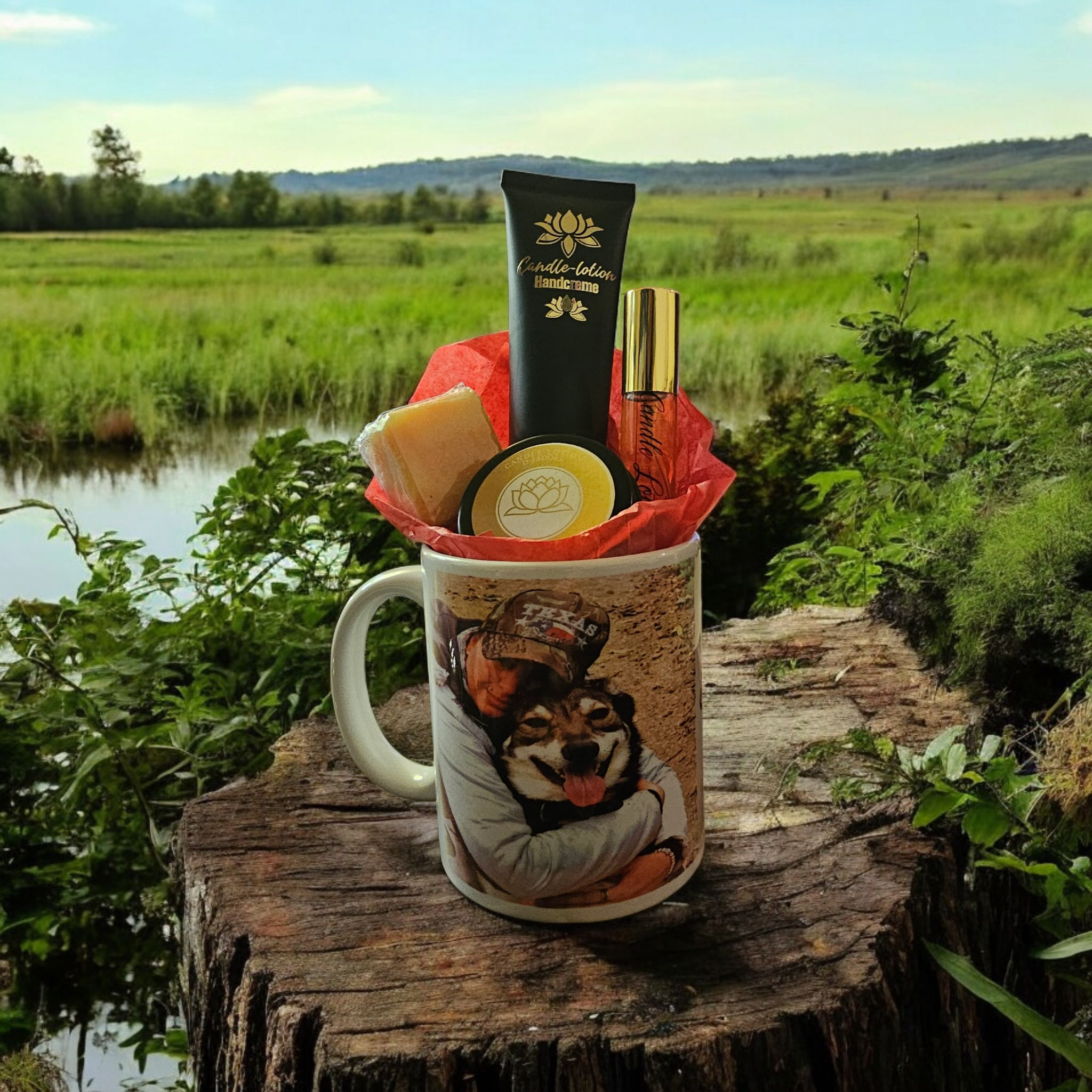 Personalisierte wohlfühl Tasse als Geschenkset